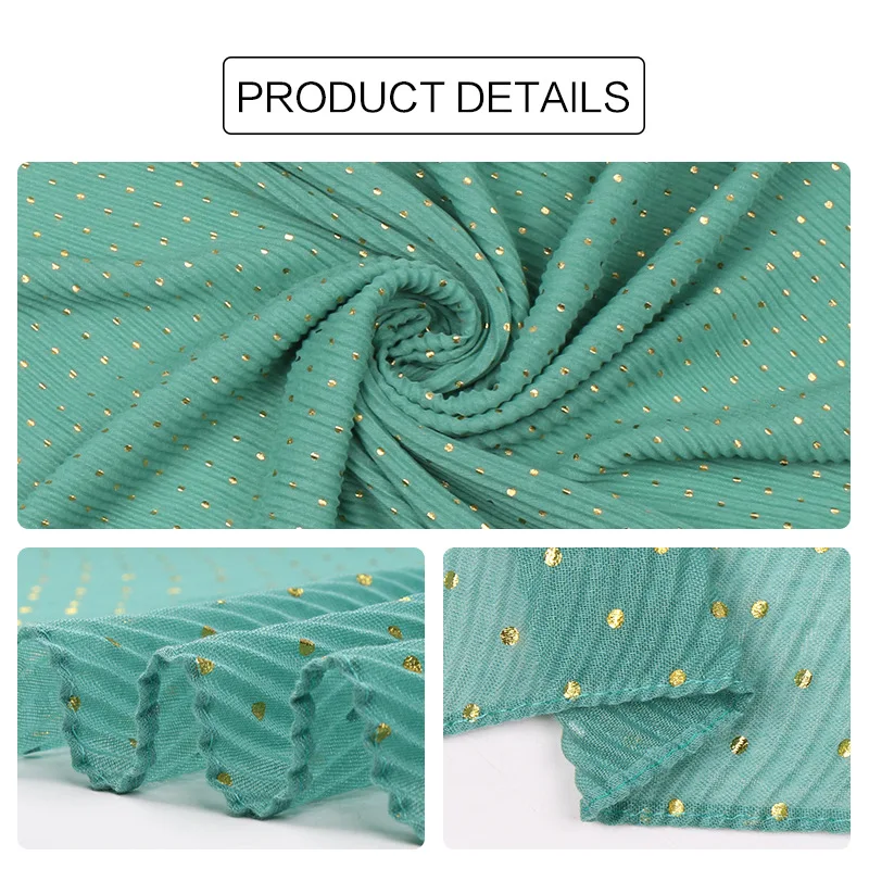 Muslim crinkle hijab scarf islamic sprinkle gold scarves with hot stamping foulard femme musulman solid shawls 90*200cm - Image 6