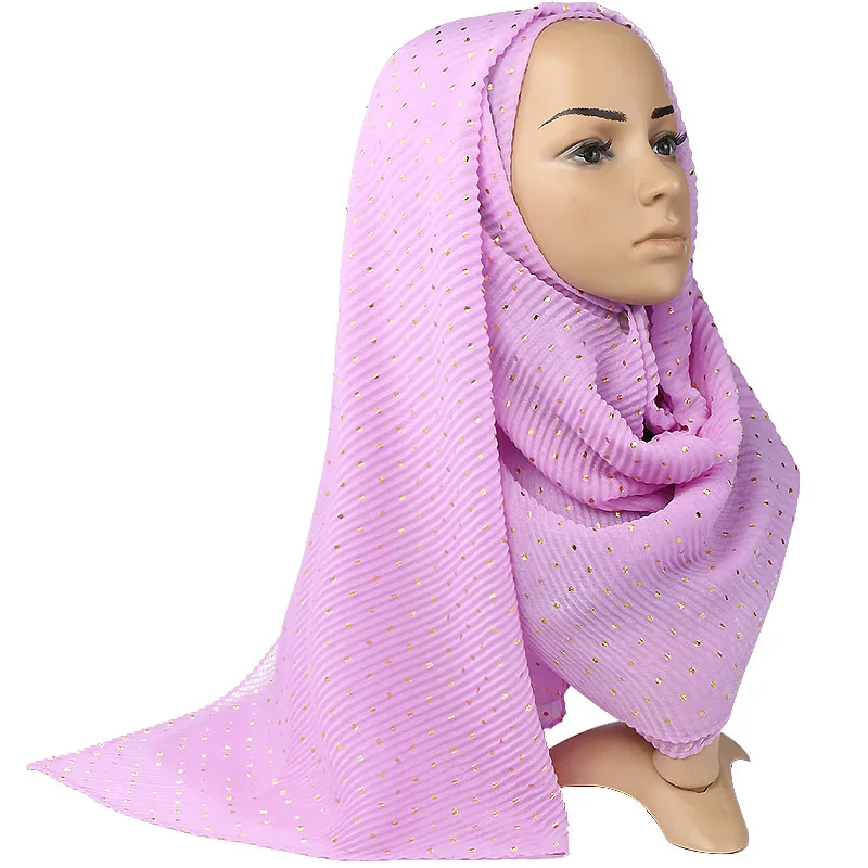 Muslim crinkle hijab scarf islamic sprinkle gold scarves with hot stamping foulard femme musulman solid shawls 90*200cm - Image 4